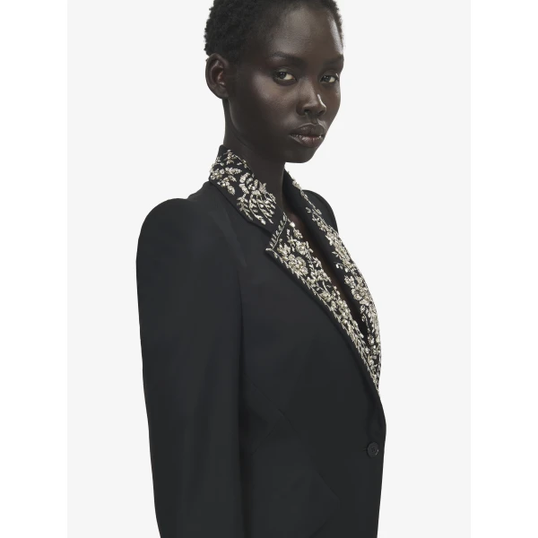 Alexander McQueen Embroidered Lapel Single-breasted Jacket, view 5