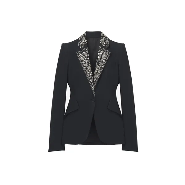 Embroidered Lapel Single-breasted Jacket