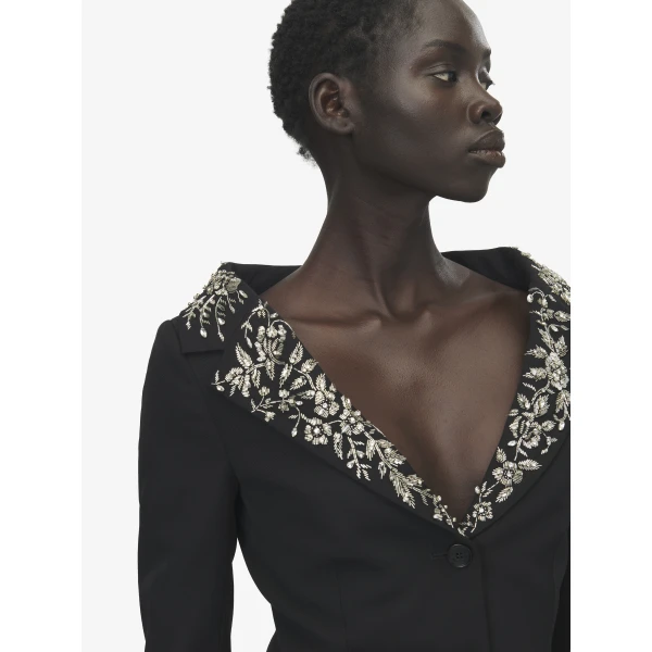 Alexander McQueen Embroidered Off-the-shoulder Harness Jacket, view 5