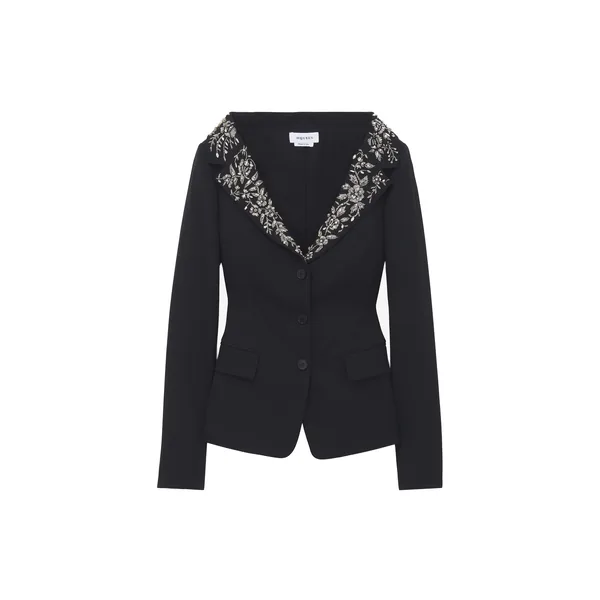 Embroidered Off-the-shoulder Harness Jacket