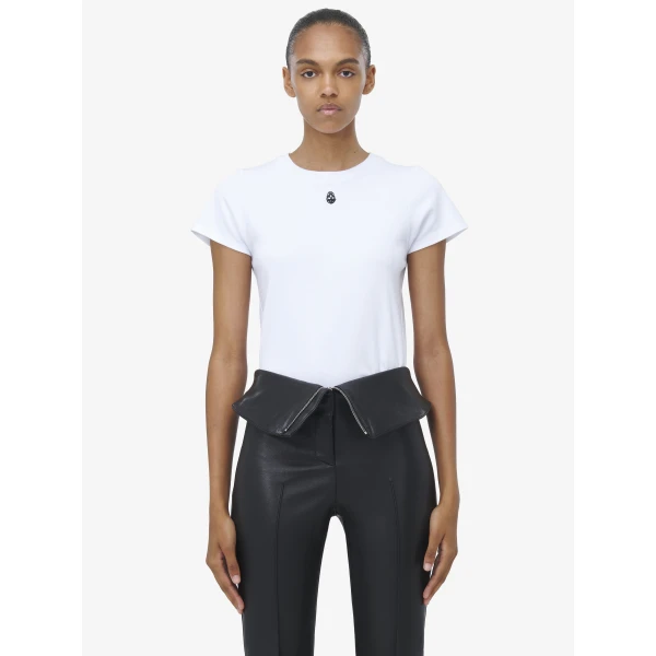 Alexander McQueen Embroidered Skull T-Shirt Top, view 5