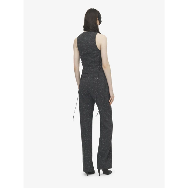 Alexander McQueen Flecked Pinstripe Corset Laced Waistcoat, view 4