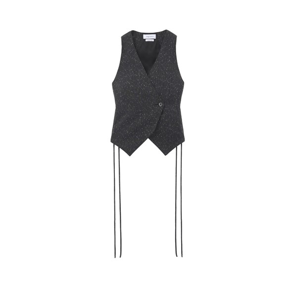 Alexander McQueen Flecked Pinstripe Corset Laced Waistcoat