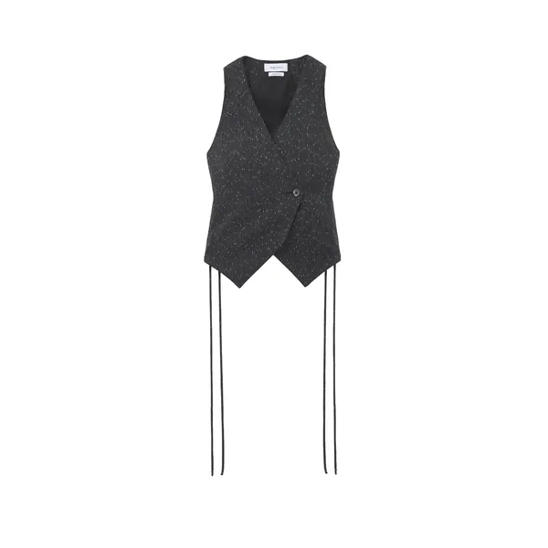 Alexander McQueen Flecked Pinstripe Corset Laced Waistcoat