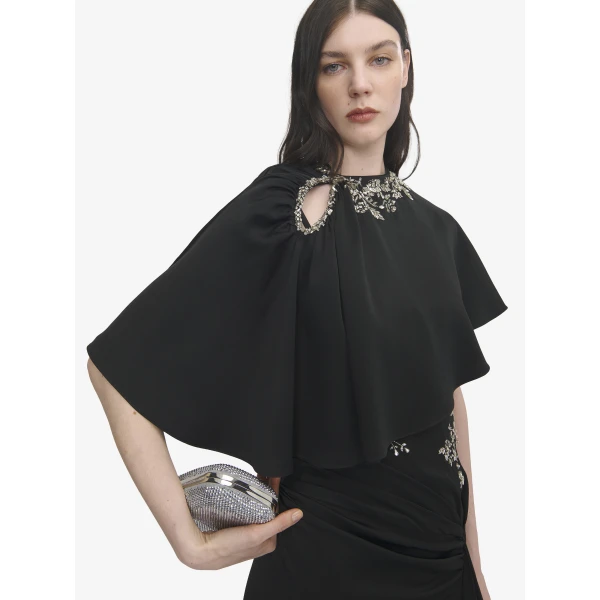 Alexander McQueen Floral Embroidery Asymmetric Cape, view 5