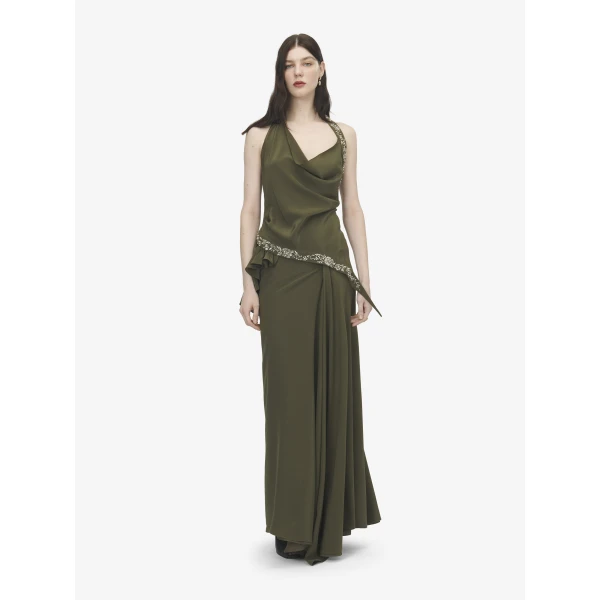 Alexander McQueen Floral Embroidery Asymmetric Top, view 2