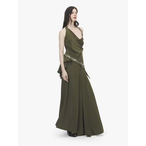 Alexander McQueen Floral Embroidery Asymmetric Top, view 3
