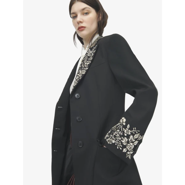 Alexander McQueen Floral Embroidery Coat, view 5