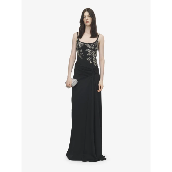 Alexander McQueen Floral Embroidery Evening Dress, view 2