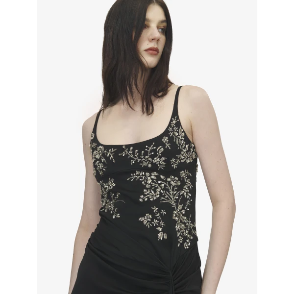 Alexander McQueen Floral Embroidery Evening Dress, view 5