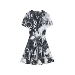 Alexander McQueen Floral Jacquard Mini Dress in Ivory/Black
