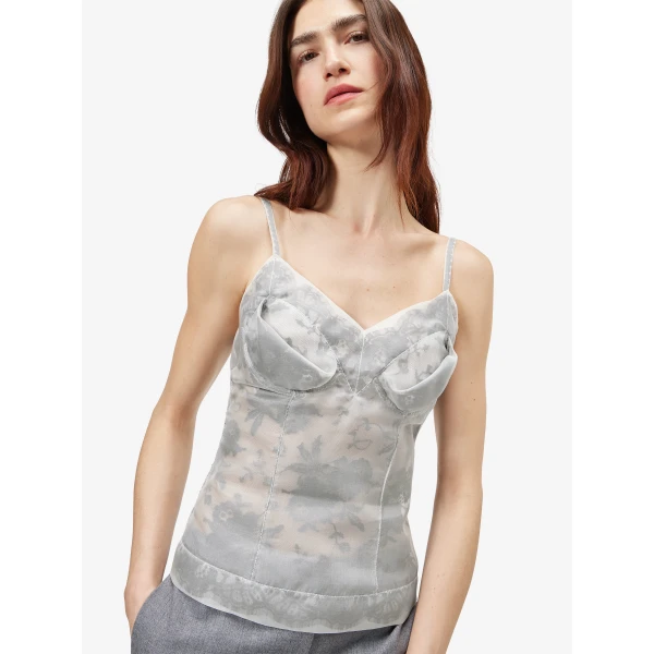 Alexander McQueen Floral Lace Organza Top, view 5