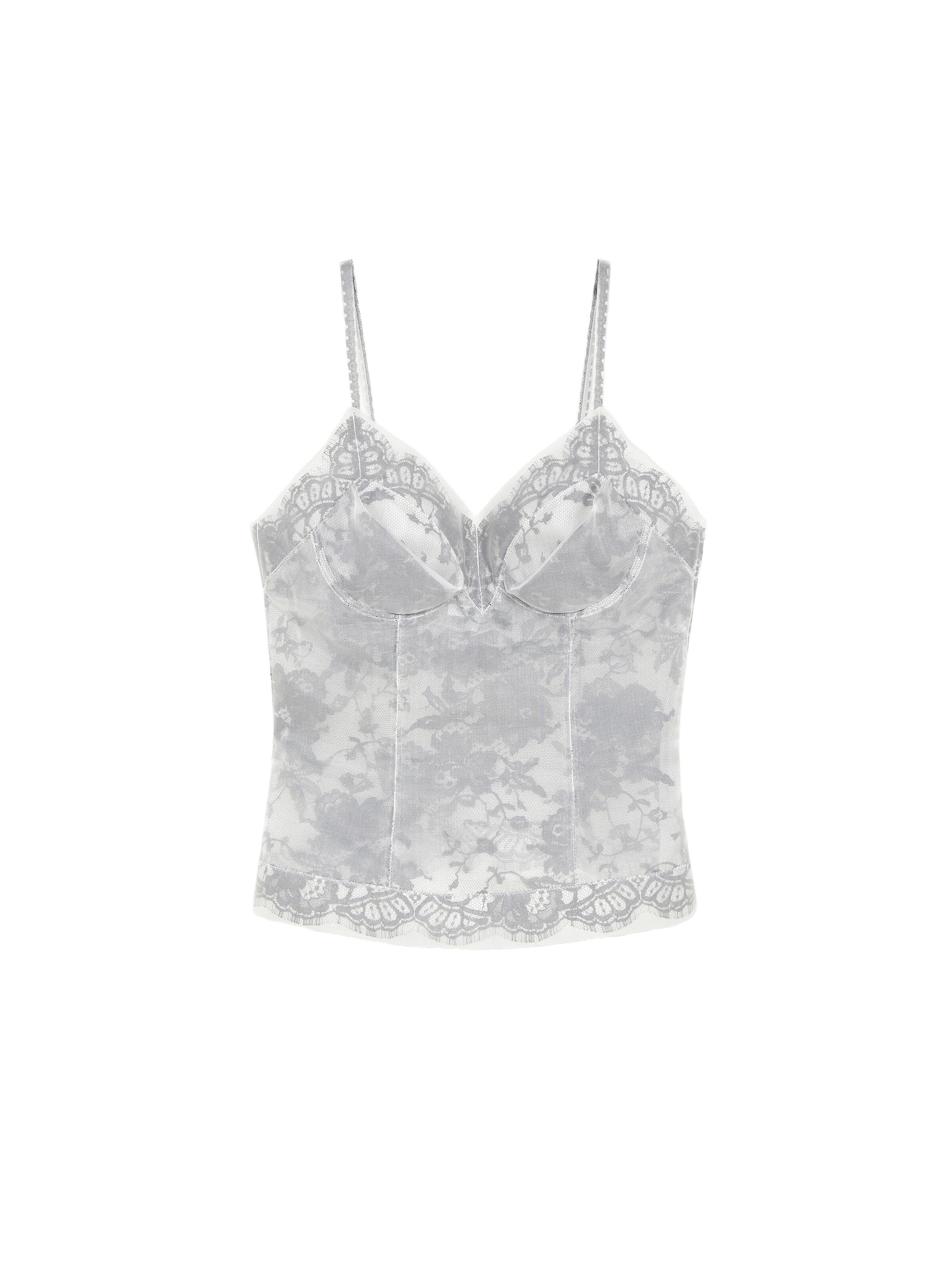 Alexander McQueen Floral Lace Organza Top
