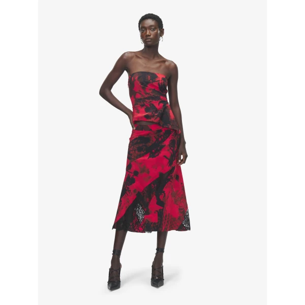 Alexander McQueen Floral Slashed Midi Skirt, view 2