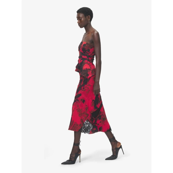 Alexander McQueen Floral Slashed Midi Skirt, view 3