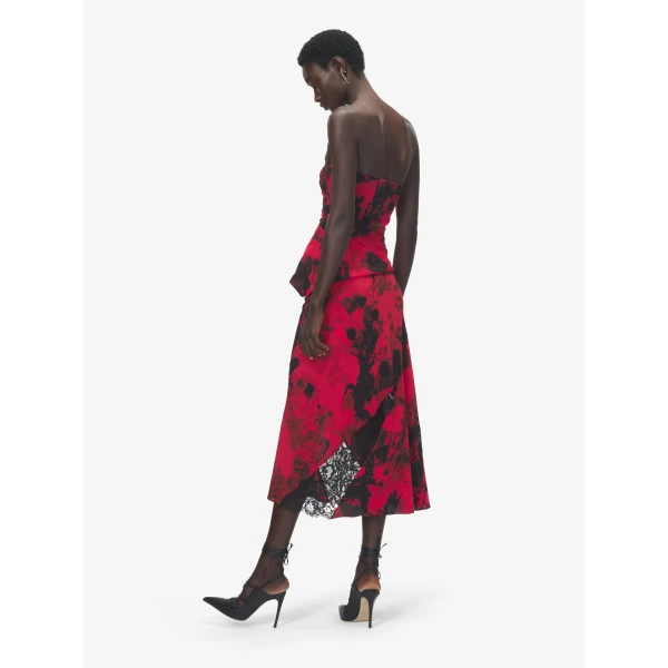 Alexander McQueen Floral Slashed Midi Skirt, view 4