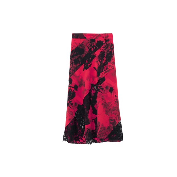Alexander McQueen Floral Slashed Midi Skirt