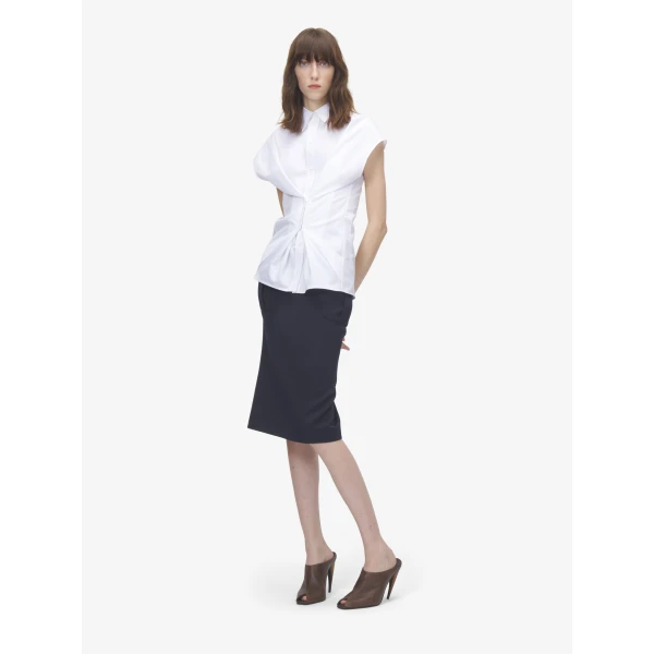 Alexander McQueen Gathered Short-Sleeved Shirt, view 2