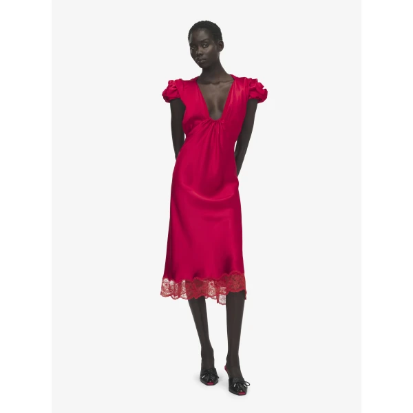 Alexander McQueen Gathered Sleeve Midi Dress, view 2