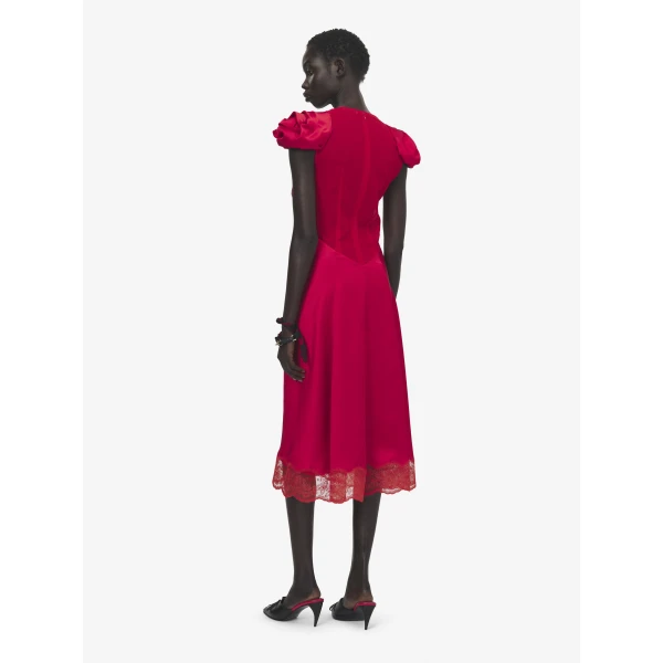 Alexander McQueen Gathered Sleeve Midi Dress, view 4