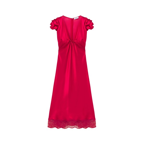 Alexander McQueen Gathered Sleeve Midi Dress