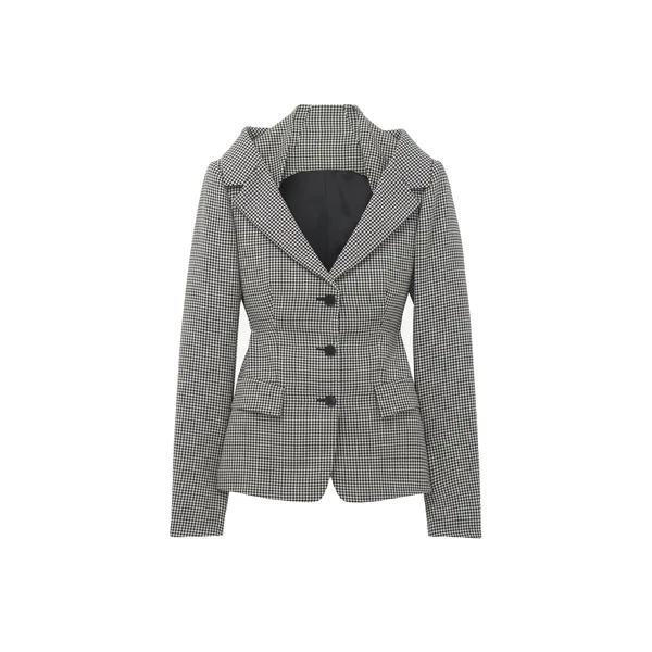 Alexander McQueen Gingham Check Off-the-shoulder Harness Jacket