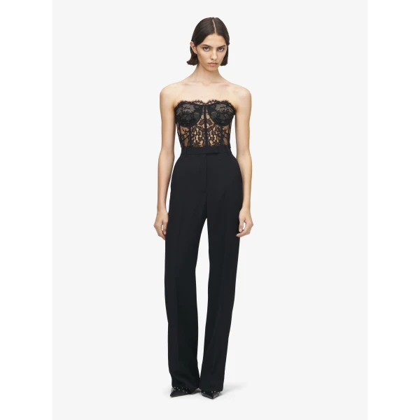 Alexander McQueen Lace Corset in Black Top, view 2
