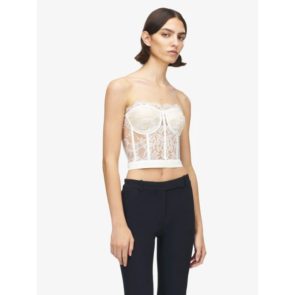 Alexander McQueen Lace Corset in White Top, view 6