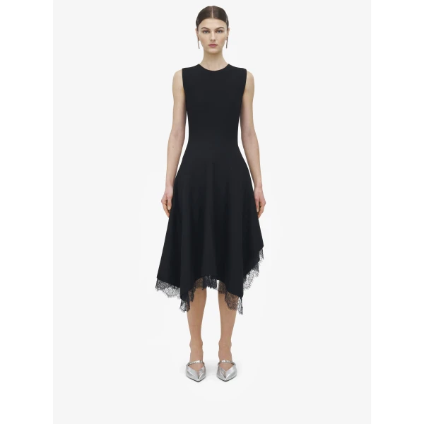 Alexander McQueen Lace Detail Asymmetric Dress, view 2