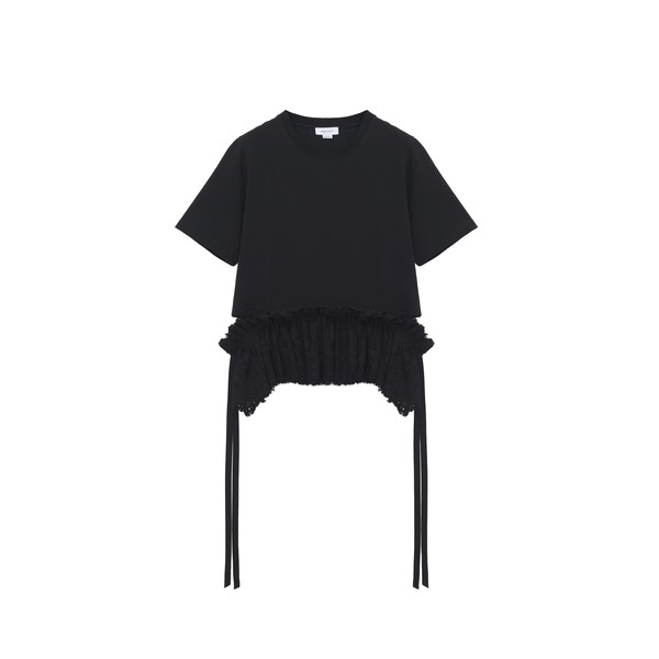 Alexander McQueen Lace Peplum T-shirt Top