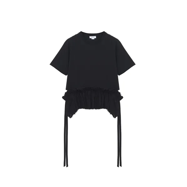 Alexander McQueen Lace Peplum T-shirt Top