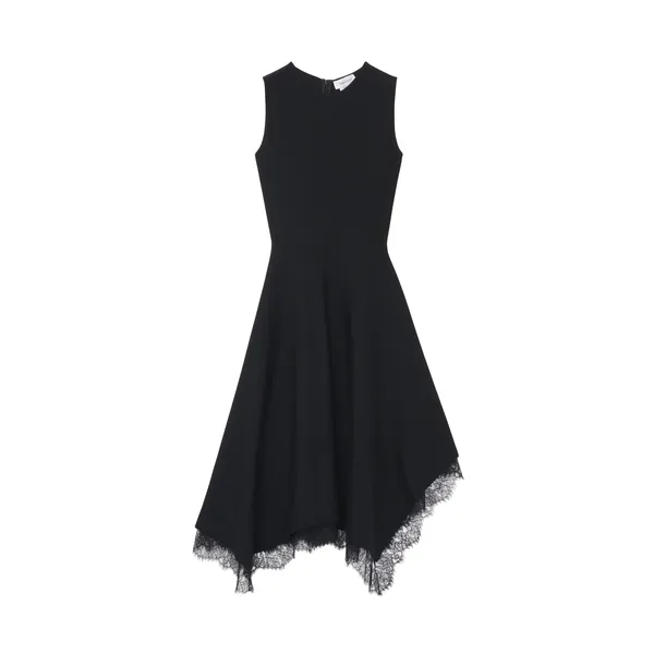 Alexander McQueen Lace Trim A-Line Dress in Black