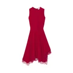 Alexander McQueen Lace Trim A-Line Dress in Red
