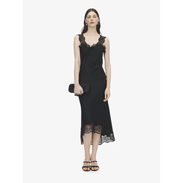 Alexander McQueen Lace Trim Midi Dress, view 2