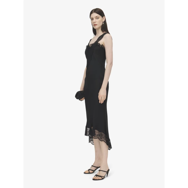 Alexander McQueen Lace Trim Midi Dress, view 3