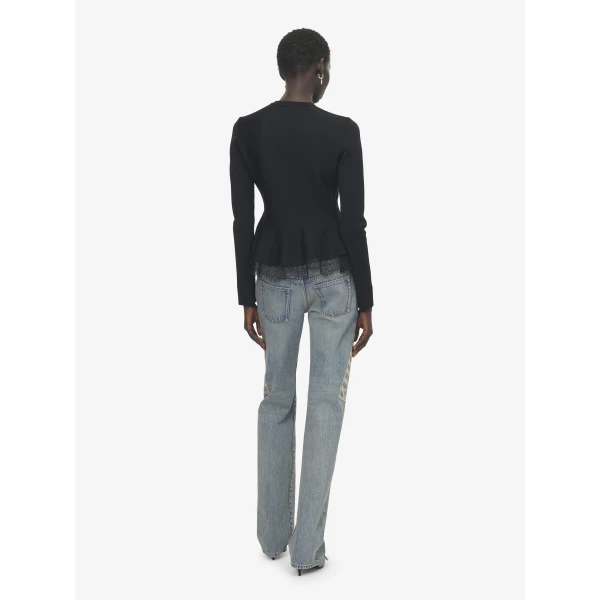 Alexander McQueen Lace Trim Peplum Cardigan, view 4