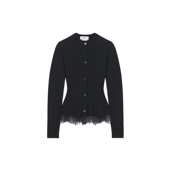 Alexander McQueen Lace Trim Peplum Cardigan
