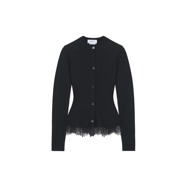 Lace Trim Peplum Cardigan