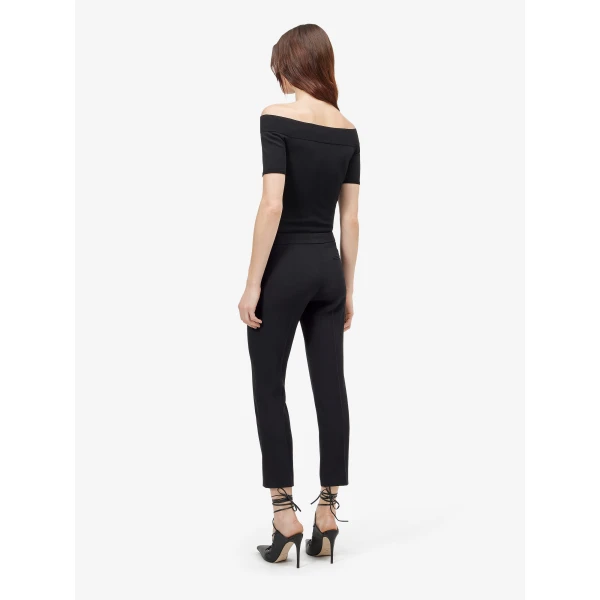 Alexander McQueen Leaf Crepe Cigarette Trouser in Black, view 4