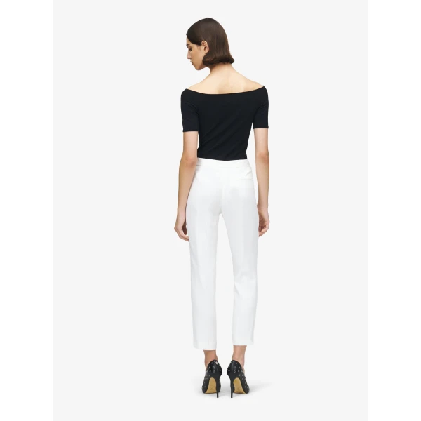 Alexander McQueen Leaf Crepe Cigarette Trouser in Light Ivory, view 4