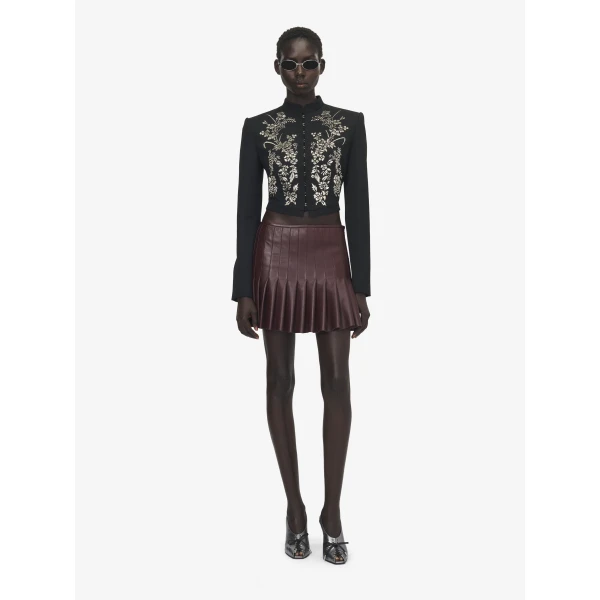 Alexander McQueen Leather Pleated Mini Skirt, view 2