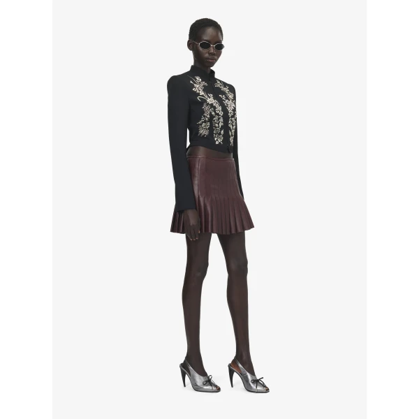 Alexander McQueen Leather Pleated Mini Skirt, view 3