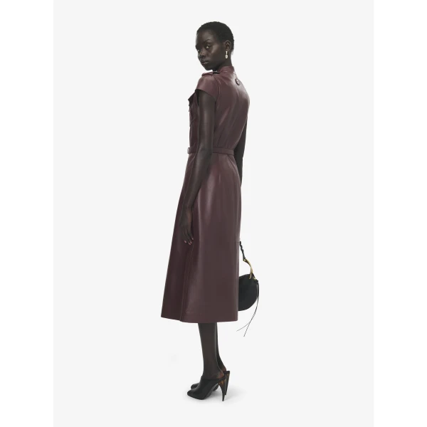 Alexander McQueen Leather Uniform Midi Dress, view 4