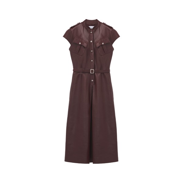 Alexander McQueen Leather Uniform Midi Dress