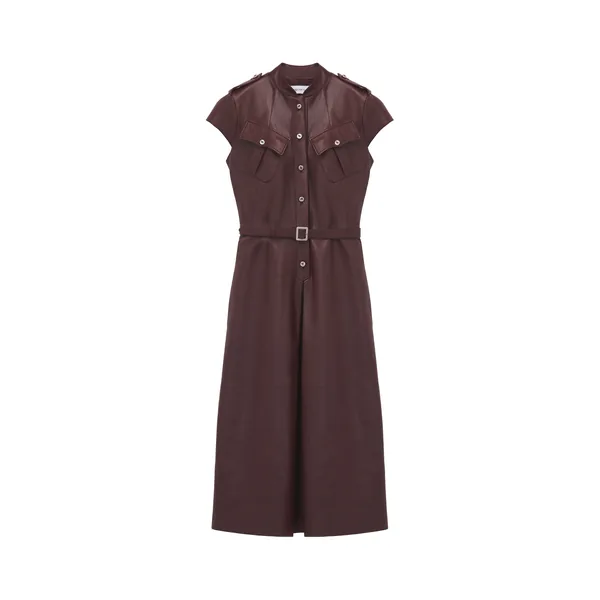 Leather Uniform Midi Dress
