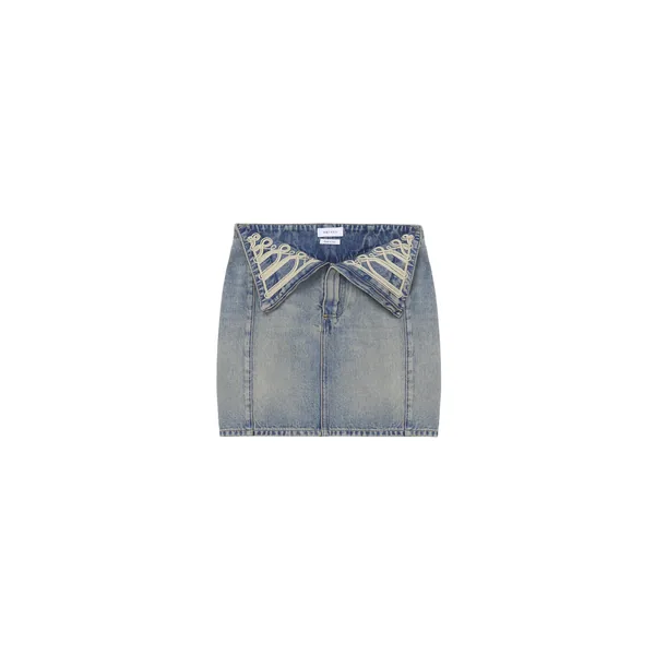 Metallic Frogging Fold Over Mini Skirt