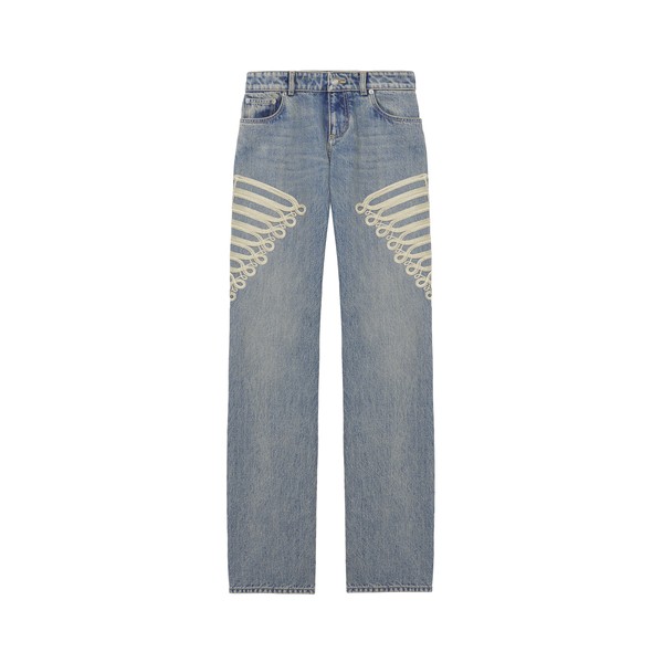 Alexander McQueen Metallic Frogging Straight Leg Jeans