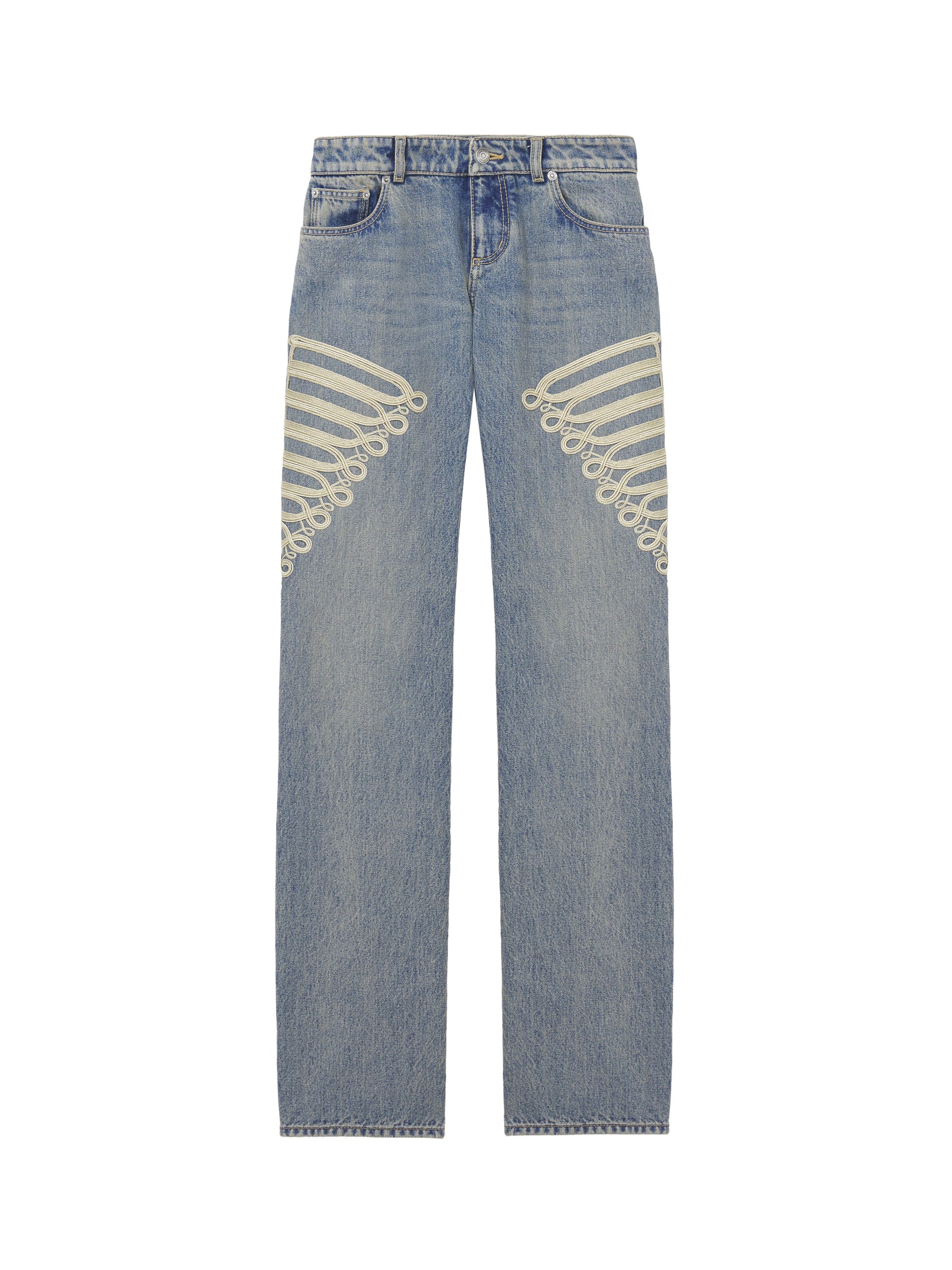 Alexander McQueen Metallic Frogging Straight Leg Jeans