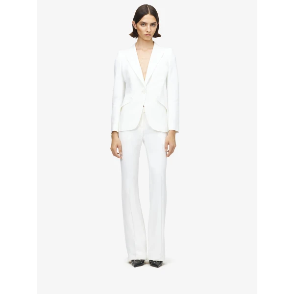 Alexander McQueen Narrow Bootcut Trousers in Light Ivory, view 2