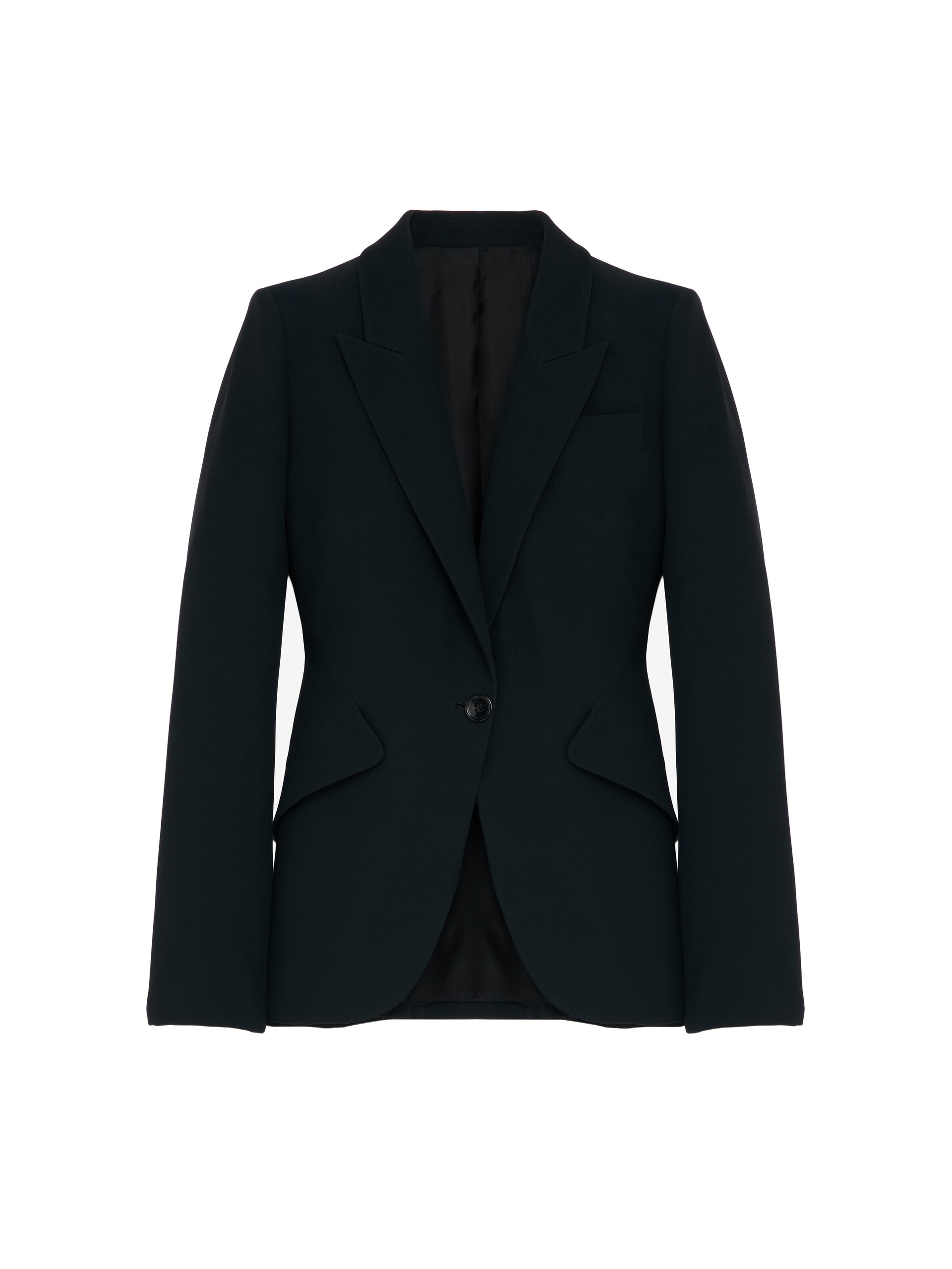 Alexander McQueen Peak Shoulder Leaf Crepe Jacket in Black